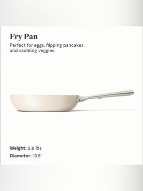 Caraway Home 10.5” Ceramic Fry Pan - Cream | NEW W/O BOX